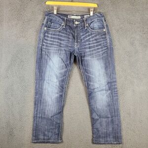 Buckle BKE Carter Straight Jeans Mens 32x28 Blue Denim Pants Faded Whiskered